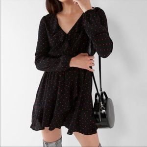 Express Red Black Polka Dot Dress XS
